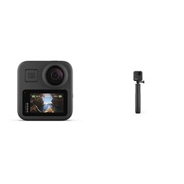 GoPro MAX, Cámara de Acción Digital a Prueba de Agua 360 con Estabilización Irrompible, Pantalla Táctil y Control de Voz, Bluetooth USB Wireless, Quik, Black + MAX Grip + Tripod Black