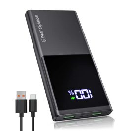 Bessline Power Bank 10500mAh, Slimmest Bateria Externa con 3 Salidas y 2 Entradas, 3A USB-C (In & Output) Cargador Portátil con Pantalla LED Compatible con iPhone 14 13 Samsung Huawei Xiaomi Airpods
