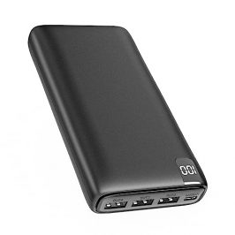 Riapow Batería Externa de 26800mAh, Power Bank 3,0 A USB C Carga Rápida Cargador Portátil con Pantalla LED Cargador de Teléfono 4 Puertos USB para iPhone, Tablet y Más