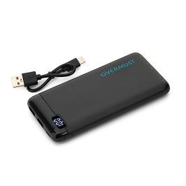 OVERMUST Cargador Portátil 10.000 mAh con 2 Puertos USB y 1 Puerto USB-C, Powerbank, para Smartphone y Tableta (iPhone e Samsung), Recarga por Micro USB o USB-C, con Indicator de Batería