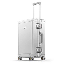 LEVEL8 Maletas de Cabina de Aluminio Rígido 20" Equipaje de Mano Trolley Rigida Maleta de Viaje con 4 Ruedas Dobles Giratorias 360º y Candado TSA, 55cm, 36L, Plateado