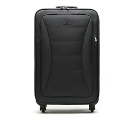 MISAKO Maleta Grande de Viaje Leslie Unisex Negra | Maleta Elegante de Nylon Blanda | 77x46x26cm | Maleta Grande para Viajes | 4 Ruedas | Semirígida - 3KG