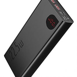 Baseus Batería Externa 20000mAh, Power Bank 22,5W USB C Cargador Móvil Portátil Carga Rapida con Pantalla LED y 3 Outputs para iPhone 12 11 Xs Pro Max Mini Samsung S20 S10 Xiaomi Tabletas y más- Negro