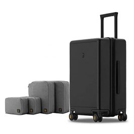 LEVEL8 Maleta Cabina de Viaje Rígida 4 Ruedas Trolley 66 cm, Maletas de Viaje con Kit de Organizador de Equipaje de 4 Piezas, Equipaje de Mano con Candado de TSA, 44,5x26,5x66 cms, 65L, Negro