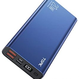 TOPK Power Bank 20W PD3.0 Carga Rápida 20000mAh Batería Externa Carga Rápida Tipo C Entradas/Salidas, Pantalla Digital Cargador Portátil Azul