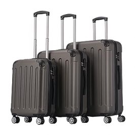 T-LoVendo HK - 909 Juego de 3 Maletas Set Trolley ABS Semirigidas Candado 4 Ruedas Gris Oscuro