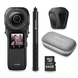Insta360 One RS - Kit Profesional de cámara de acción Leica de 360 Grados, Incluye Palo Invisible para Selfie, Tapa de Lente, Funda de Transporte y Tarjeta de Memoria de 64 GB