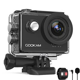 GOOKAM Cámara Deportiva 4K 60FPS 20MP EIS Anti-Shake WiFi Cámara Acción Sumergible 40M Camaras Acuática Ultra HD 170° Gran Angular con 2 Baterías de 1350mAh y Accesorios Multiples-GO 6