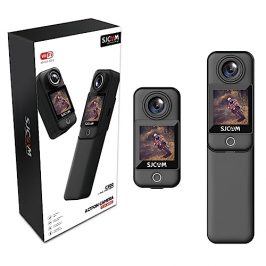 SJCAM Cámara de Acción C300 4K 30fps, 1,33'' Doble Pantalla táctil Cámara Deportiva, 2.4G/5G Doble WiFi Cámara de Casco, 6 Axis EIS Cámara Subacuática 98ft/30m Resistente al Agua con Batería Dual
