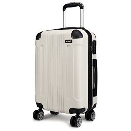 Kono Maletas de Viaje Grandes 75cm Trolley Cabina ABS Equipaje de Mano con 4 Ruedas y Cerradura de Combinación (Maleta Grande, Beige)