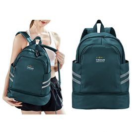 Mochila de viaje grande para mujer, mochila plegable para ordenador portátil, impermeable, para deportes al aire libre, mochila escolar informal, bolsa de gimnasio con compartimento,Azul eléctrico