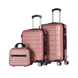 Juego de 3 Maletas Set Trolley Maleta Cabina ABS Semirigidas Candado 4 Ruedas