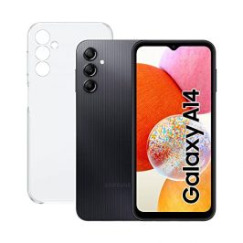SAMSUNG Galaxy A14 (64 GB 4 GB de RAM) + Funda - Smartphone Android Color Negro, Pantalla FHD+ de 6,6 Pulgadas, Batería de 5000 mAh, Exclusivo Amazon (Versión española)