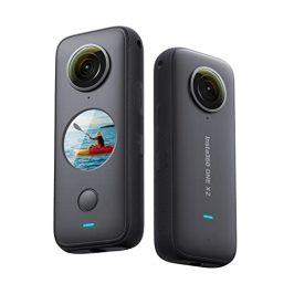 Insta360 One X2 - Cámara de acción de 5,7 K 360° con estabilización, Resistente al Agua Gracias a IPX8, Palo Selfie Invisible, Pantalla táctil, edición automática de vídeo, Control por Voz