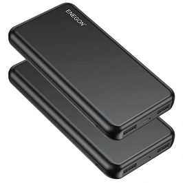 ENEGON Power Bank, Paquete de 2 baterías portátiles 10000mAh Slimmest Bateria Externa Carga Rapida, 2.4A USB C Cargador Portatil 3 Puertos Powerbank para iPhone, iPad, Galaxy S9, tabletas y más.