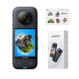 Insta360 X3 con Servicio Oficial posventa - Cámara de acción 360 Resistente al Agua con sensores de 1/2 de 48 MP, vídeo HDR Activo 360, Fotos 360 de 72 MP, Modo Single-Lens 4K, estabilización