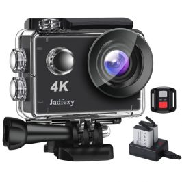 Jadfezy Cámara Deportiva 4k con WiFi, Control Remoto, Cámara Subacuática de 30M/98FT con Cargador y Batería de 2×1350 mAh(La App se ha actualizado a X - Sport Pro)