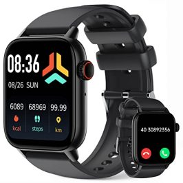 Reloj Inteligente Hombre Mujer,1.85" LCD Smartwatch Hombre,IP68 Impermeable Reloj Hombre Llamadas y Whatsapp Notificación,Podómetro,Oxígeno en Sangre ,Frecuencia Cardíaca,Sueño para Android iOS，Negro