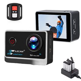 Xilecam Camara Deportiva 4K 20Mp WiFi Control Remoto 2.4G 4X Zoom Cámara Deportiva 40m (131FT) Submarino Camara Acuatica Sumergible con 2 * 1350mAh Batería y Accesorios Camara Deportiva