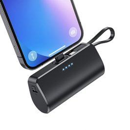 Mini Batería Externa 5200 mAh para iPhone, Ultra Compacto PD 3.0A Power Bank con Build-in Cable, USB C Cargador Portátil Compatible con iPhone 14 Pro/13/12/11/XR/XS/8 Samsung Huawei Android Phone