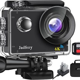 Jadfezy Cámara Deportiva 4K 30fps con WiFi y Control Remoto,Sports Camera de 20 MP Foto, Cámara Subacuática de 30m Equipada 2×1350 mAh Baterías (La App se ha actualizado a X-Sport Pro)