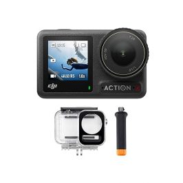 DJI Pack de Buceo Osmo Action 4 - Cámara de acción Sumergible, vídeo Submarino, empuñadura Flotante con Estuche Impermeable a 60 m, 10 bits y D-Log M, Sensor de 1/1.3 Pulgadas, HorizonSteady en 360º,