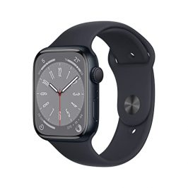 Apple Watch Series 8 (GPS, 45mm) Reloj Inteligente con Caja de Aluminio en Color Medianoche - Correa Deportiva en Color Medianoche - Talla única. Monitor de entreno, Resistencia alagua