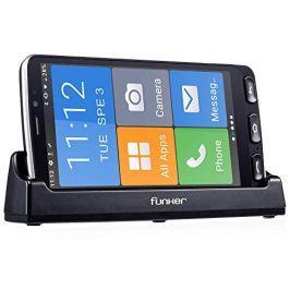 Funker E500 Plus - Telefono Móvil Smartphone 4G - Whatsapp para Personas Mayores, 2GB RAM -16GB ROM (Ampliable), Botón SOS, Base de Carga, Iconos XXL, Pantalla de 5.5 Pulgadas, Android 10 (Negro)