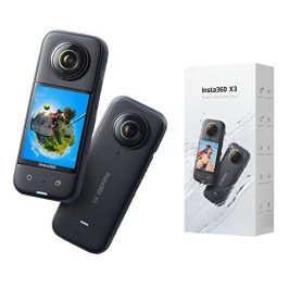 Insta360 X3 - Cámara de acción 360 Resistente al Agua, Sensor de 1/2", 5.7K 360, Fotos 72MP, estabilización, Pantalla táctil de 2.29", edición por IA, Live Streaming, Webcam, Control por Voz