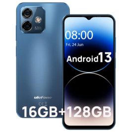 Ulefone Note 16 Pro Móvil, 8GB (Ampliable a 16 GB) + 128GB Android 13 Smartphone 4400mAh con Cámara 50MP 6.52 Pulgadas HD+ 5Ghz WiFi Dual SIM/Face ID/4G/GPS/OTG/2 Años Garantía Azul