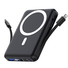 Yiisonger Power Bank - Bateria Externa 10000mah Compatible con Magsafe Dual Cable Type-C | Lighting Bateria Externa Carga Rapida Pantalla LED PD20W Incorporada para iPhone 14/13/12/Mini/Pro/Max