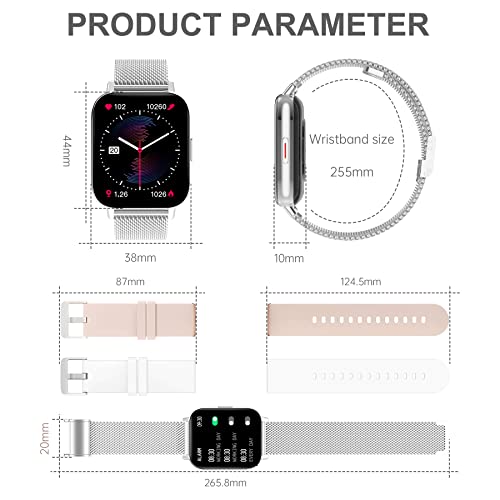 Reloj Inteligente Mujer 1.7" Smartwatch Mujer con Llamadas, Smart Watch con Pulsómetro Monitor de Sueño, Pulsera de Actividad Impermeable IP67 con Podómetro Reloj Deportivo para iOS Android 3 Correas - Imagen 7