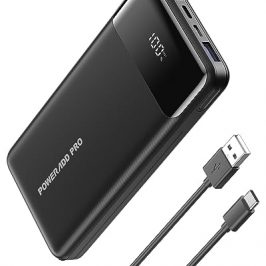POWERΛDD Pro Power Bank 20000mAh PD 20W USB C con Pantalla LED Carga Rápida Batería Externa Cargador Portátil para Teléfonos Celulares, iPhone, Tabletas, Samsung Galaxy, Huawei y Más-Negro