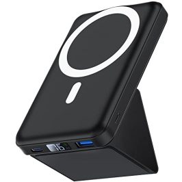 Batería Externa Carga Rápida, Podoru 10000mAh Magnético Power Bank, Plegable Inalámbrico Cargador Portátil，PD22.5W de Carga Rápida Pantalla LED para iPhone 14/13/12 Pro MAX/Pro/Plus/Mini - Negro