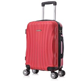 RAYKONG Maleta de Cabina ABS 55x38x23cm 45L - Maletas de Viaje Pequeñas Ligeras 20 Pulgadas - Rojo