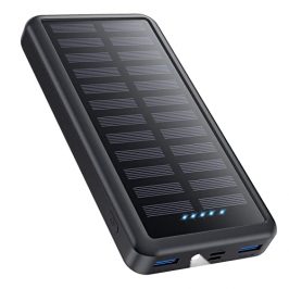 Pxwaxpy Power Bank 30800mAh, Cargador Solar 15W 3.0A [USB C Entrada & Salida] Carga Rápida, 3 Salidas 3 Entradas Batería Externa con Linterna LED Cargador Portátil para iPhone Samsung Huawei y más
