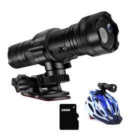 LXMIMI Mini Cámara Deportiva con Linterna Impermeable Cámara de Casco de Moto, 120° Gran Angular HD 1080P Bicicleta Deportiva Cámara 10 Horas de Grabación en Bucle