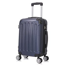 RAYKONG Maleta Cabina ABS 55x40x20cm (40L) - Trolley pequeña Equipaje de Mano Ruedas Desmontable - AzulMarino