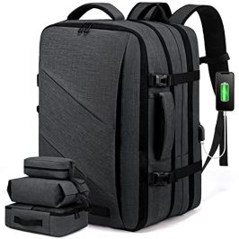 LOVEVOOK Mochila Viaje Hombre Mujer Mochila Viaje Cabina Avion Para Easyjet Ryanair Grande Mochila Para Portátil 17 Pulgadas Mochila Expandible Equipaje De Mano Travel Backpack, Gris