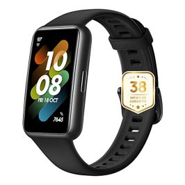 HUAWEI, Band 7 Smartwatch, Pulsera de Actividad, Monitorización de Salud y Fitness, Pantalla Ultrafina sin Marcos, Duración de la batería de 2 semanas, 96 Modos de Entrenamiento, Negro, One Size