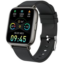 Smartwatch, 1.69'' Reloj Inteligente Hombre Mujer 24 Modos Deportes Pulsera Actividad Impermeable IP68 con Pulsómetro, Monitor de Sueño Podómetro Caloría Notificación de Mensajes para Android iOS