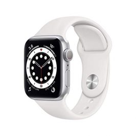 Apple Watch Series 6 GPS, Caja de Aluminio Plateado de 40 mm con Correa Deportiva Blanca - Regular (Reacondicionado)