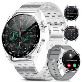 LIGE Reloj Inteligente Hombre, Smartwatch Hombre 1.39''con Llamadas y Asistente Voz, 2 Correas, 360Amh, Música Pulsómetro, 100+ Deportes Modo, Acero Inoxidable Reloj Deportivo para Android iOS