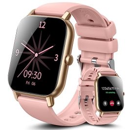 Ddidbi Reloj Inteligente Mujer con Llamada, 1,85" Smartwatch con 112 Modos Deportivos, Monitor de Ritmo Cardíaco y Sueño, 2 Correas, Impermeable IP68 Pulsera Actividad para iOS Android (Rosa)
