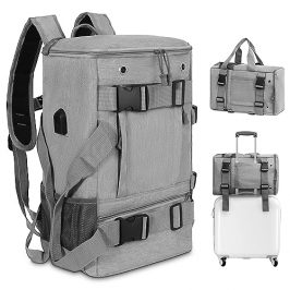 VOESLD Mochila Viaje Cabina Avion 40x20x25 para Ryanair Bolsas de Cabina, Mochila Viaje Equipaje de Mano Mochila de Senderismo (Gris)