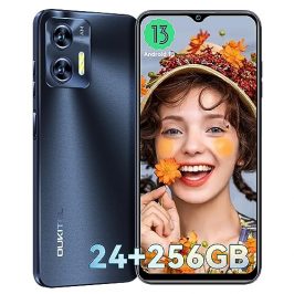 OUKITEL C35 Smartphone - Android 13 Moviles, 24GB RAM+256GB ROM (1TB Ampliables) Telefono Movil, 6.56" Pantalla HD+, Batería 5150mAh, Cámara 50MP Telefonos Moviles Libres, Dual SIM, Face ID (Negro)