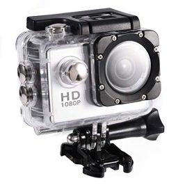 Cámara Deportiva 4K,Videocámara, Pantalla Táctil de 2.0 Pulgadas, Batería de 900mAh, Gran Angular 90 °, Adecuada para el Buceo de Surf, con Mini DV, 7 Colores (Silver)