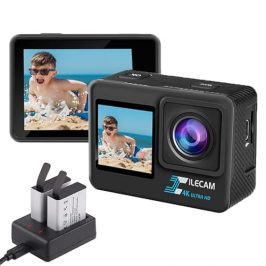 Xile Cámara Deportiva 4K WiFi Doble Pantalla Camara Deportiva 4 * Zoom 131FT Cámara Acuatica Sumergible con 2 Baterías de 1350 mAh y Bolsa de Accesorios Multifuncional