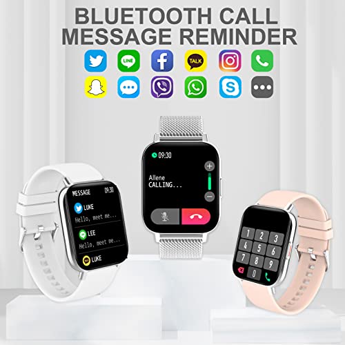 Reloj Inteligente Mujer 1.7" Smartwatch Mujer con Llamadas, Smart Watch con Pulsómetro Monitor de Sueño, Pulsera de Actividad Impermeable IP67 con Podómetro Reloj Deportivo para iOS Android 3 Correas - Imagen 2