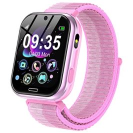 Reloj Inteligente Niños - Smartwatch Teléfono para Niña y Niño con Podómetro, Llamadas, SOS, 19 Juegos, Cámara, Música, Linterna, Despertador, Audiolibro, Regalos para Infantil 3-12 Años (Rosa Roja)
